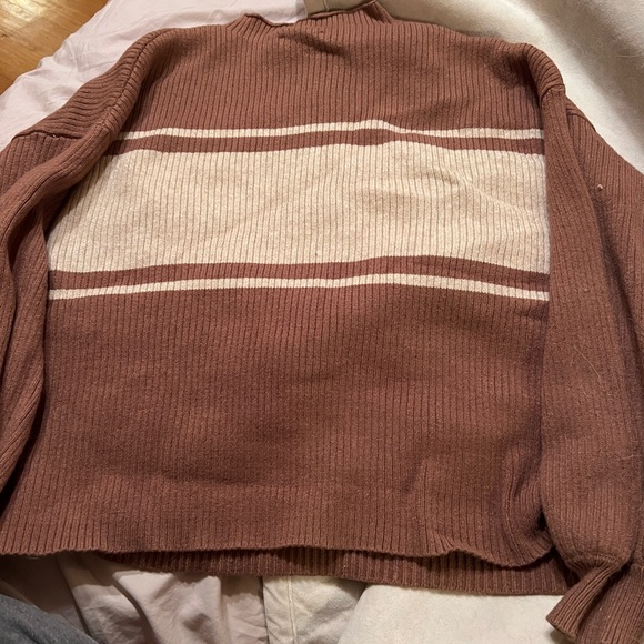 Gilli Women’s Sweater Plus Brown Tan Stripe Cropped Women's 2X EUC - Picture 3 of 11